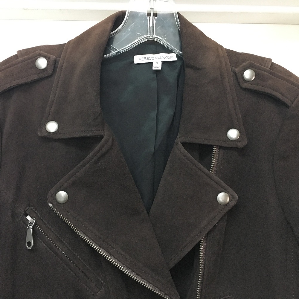 REBECCA MINKOFF SOFT Goatskin Leather Biker Moto Jacket - Picture 2 of 10